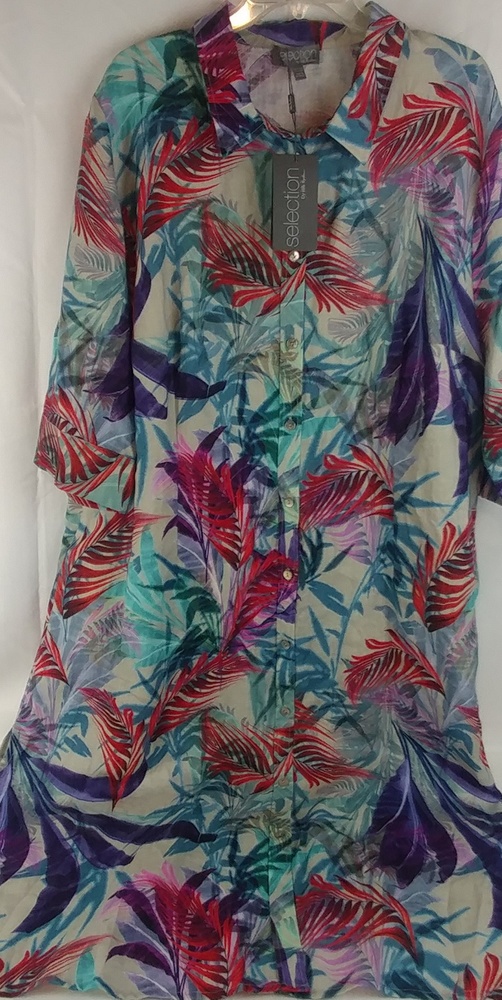 Selection/ Ulla Popken Ferns & Flowers Shirt Dress